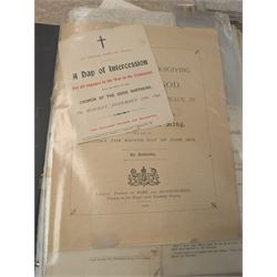 Collection of mostly Royal ephemera and commemorative memorabilia, including souvenir programmes, Royal Pedigrees, postcards, and newspaper reprints, etc, contained within a folder