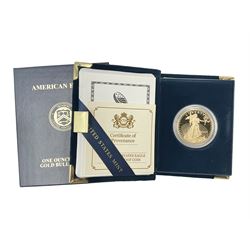  United States of America 2012 one ounce fine gold proof fifty dollars coin, cased with certificate