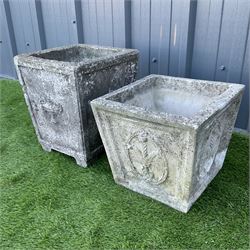 Two square reconstituted garden planters  - THIS LOT IS TO BE COLLECTED BY APPOINTMENT FROM DUGGLEBY STORAGE, GREAT HILL, EASTFIELD, SCARBOROUGH, YO11 3TX