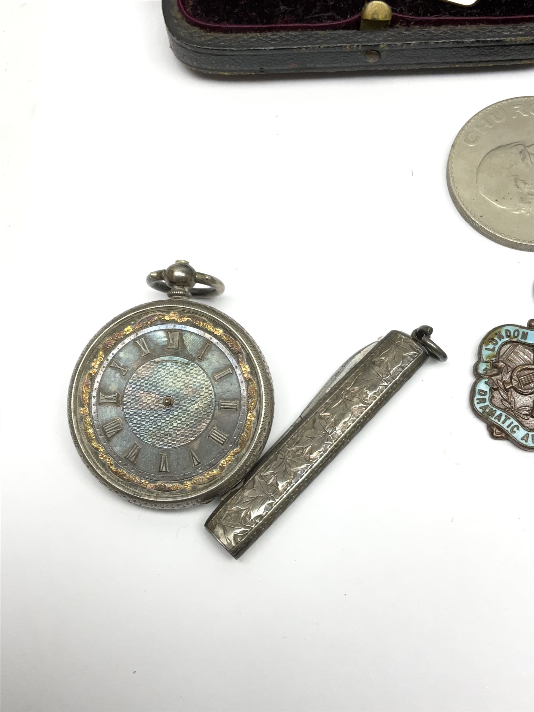 Two Queen Victoria silver crowns, 1891 and 1896, 1890 half crown, silver pocket watch, Victorian ivory beads, pair of silver folding scissors and other silver jewellery stamped 925
