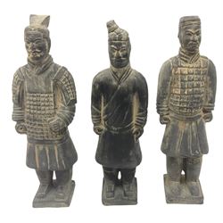 Three Chinese 'Terracotta Warrior' style figures, tallest H22cm