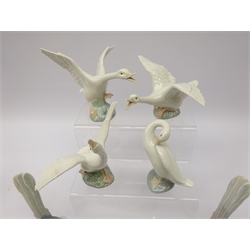  Collection of Lladro animals comprising a Rabbit with box, two Wrens, one boxed and four geese (8)  