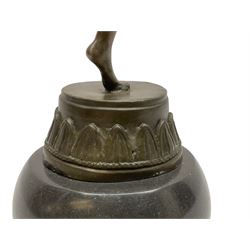 After Claire Jian Robertine Colinet (1880-1950); Art Deco style bronze, modelled as a dancing nude figure upon a marble base, H22cm