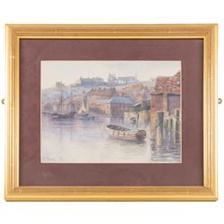 A Smith (British 19th/20th Century): Scarborough Pier Lighthouse, watercolour indistinctly signed 24cm x 19cm; C Marr (British 19th/20th Century): 'Whitby Harbour', two watercolours signed, one titled verso, 20cm x 28cm and 22cm x 29cm (3)