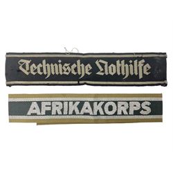 Two WW2 German cuff titles - Afrikakorps 1st Pattern and Technische Nothilfe (Technical Emergency Help) (2)