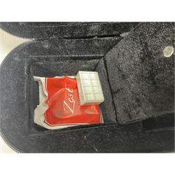 Zest full size pink violin, with a solid wood body and maple head, with matching pink bow and two further bows, in a hard case Length 60cm