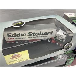 Oxford Die-Cast Eddie Stobart - nine various lorries in the Oxford Haulage series including special and limited editions; all in perspex display cases and boxes (9)