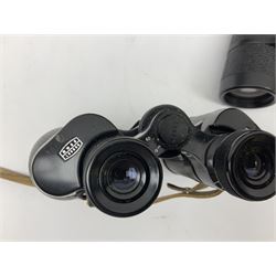 Carl Zeiss Jena Jenautic 7 x 50 binoculars, serial no. 4832985, together with a further Ross London 12 x 40 pair, both with cases