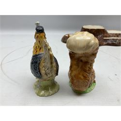 Seven Beswick Beatrix Potter figures, comprising Sally Henny Penny, Johnny Town-Mouse, Mrs Tiggy-Winkle, Mrs Tittlemouse, Tom Kitten, Pig-Wig and Squirrel Nutkin, together with a Beswick tree trunk display stand, stand L30cm