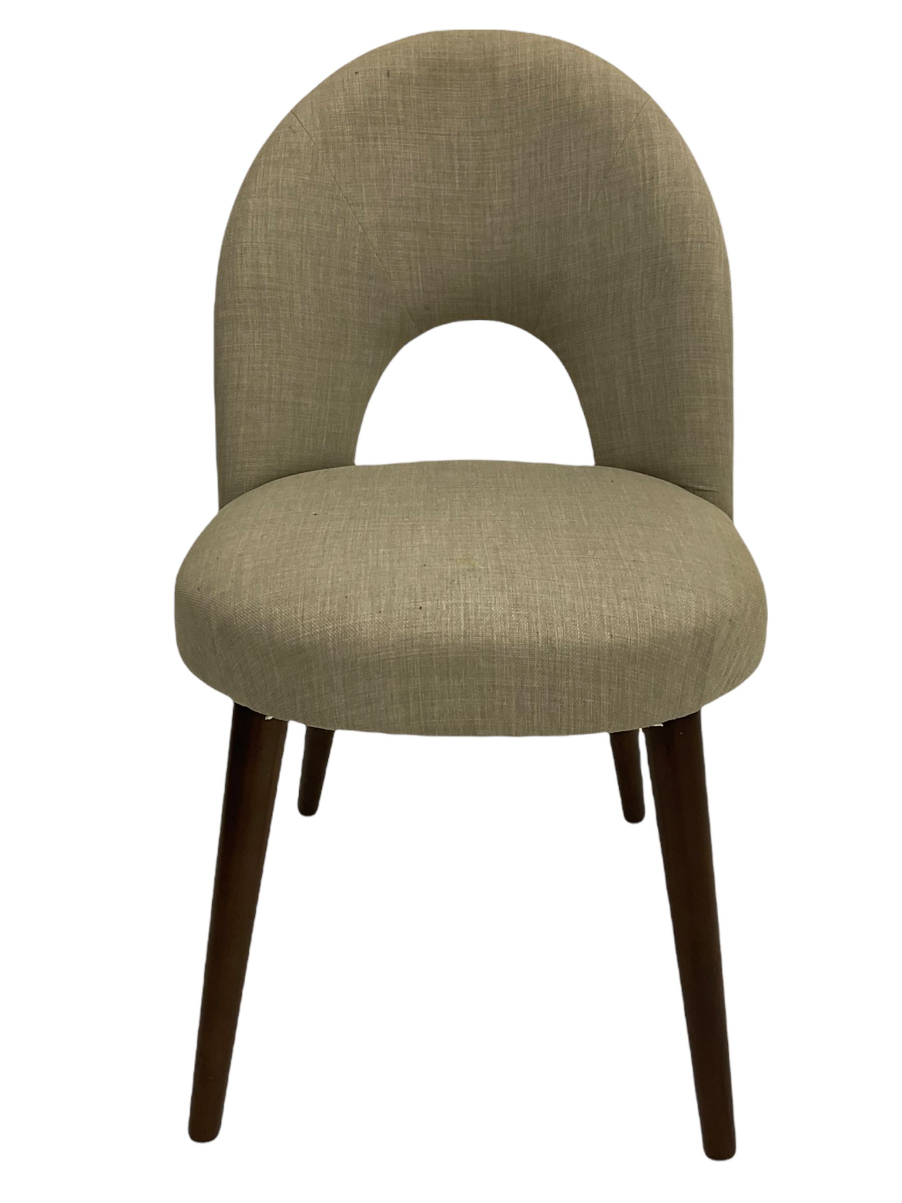 Bentley Designs - Premier collection 'Oslo' contemporary walnut extending dining table and six chairs upholstered in steel grey fabric. 