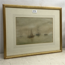 	William Frederick Settle (British 1821-1897): Sailing Vessels at Anchor, pair of watercolours unsigned 21cm x 32cm (2)