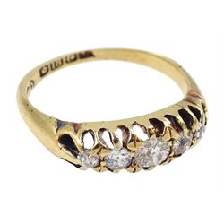 Early 20th century 18ct gold five stone diamond ring, hallmarked, total diamond weight approx 0.30 carat