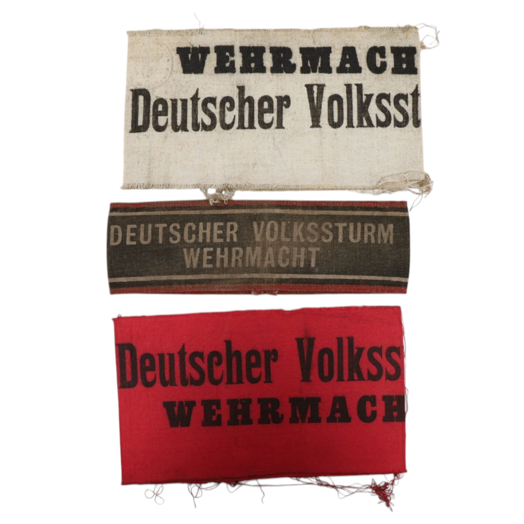 WWII Third Reich Volkssturm Armband, with a central black band with white text 