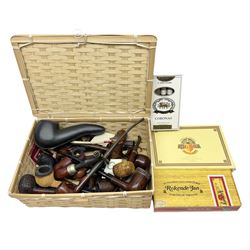 Collection of smokers pipes, to include K.P. Petersons Pipe, meerschaum pipe, Bewley pipe etc, together with a pack of Coronas cigars