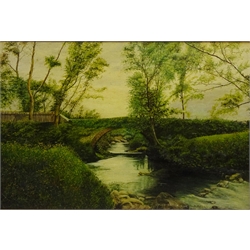  'Sulby Bridge Isle of Man', oil on canvas signed, titled and dated 1928 by H. Hall 40cm x 60cm  