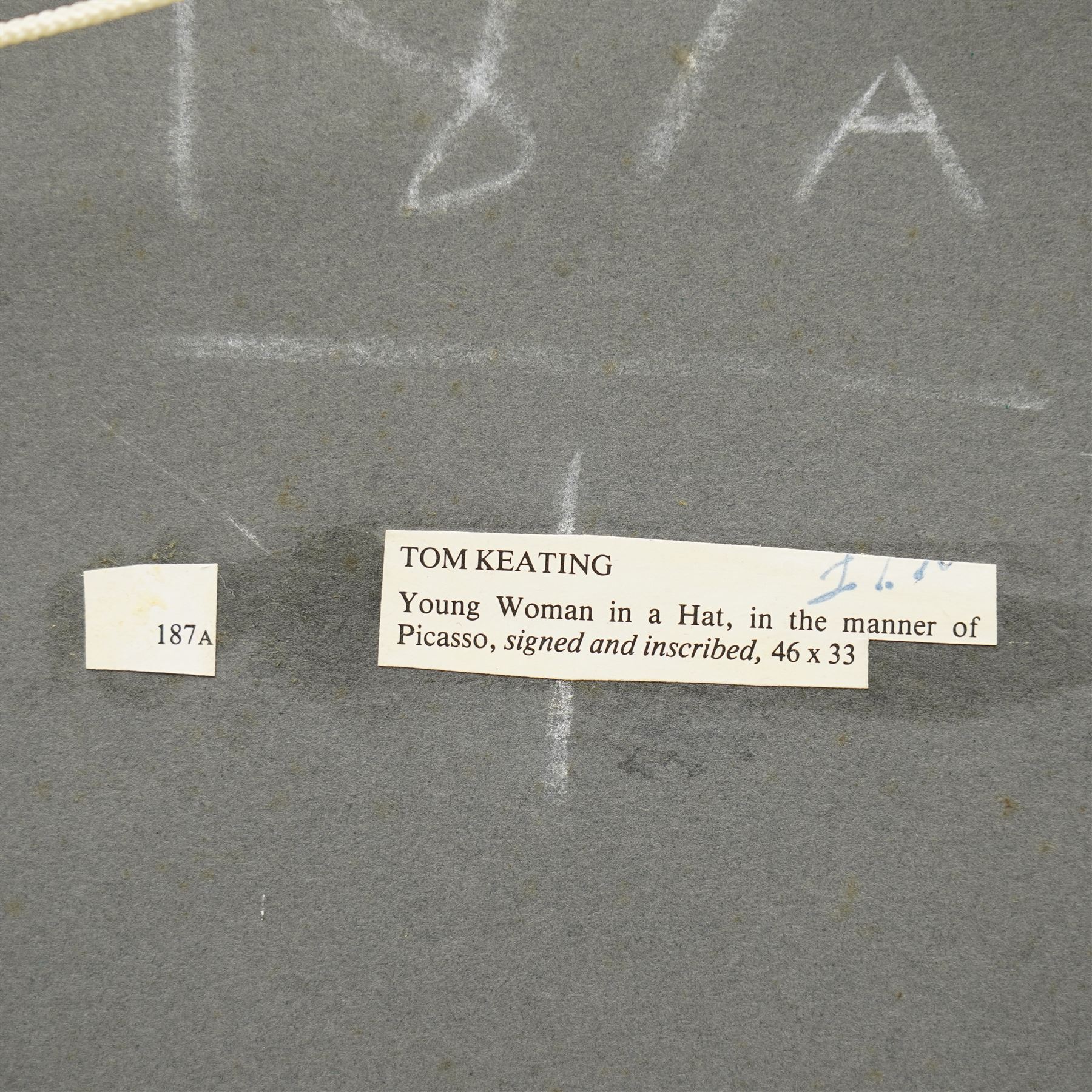 Tom Keating (British 1917-1984) after Pablo Picasso (Spanish 1881-1973): Lady in a Wide Brimmed Hat, watercolour and acrylic on board signed, 46cm x 33cm 