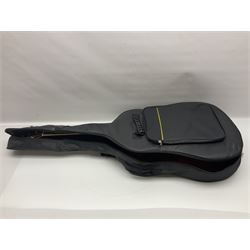 Woodstock model no.WHW41J203 acoustic guitar with mahogany back and sides and spruce top, serial no.2835 L102.5cm; in soft carrying case