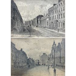 Frederick Schultz Smith (Hull 1860-1925): 'Albion Street' and Market Place - Hull, two pencil drawings signed, the former dated Jan 1891, 22cm x 31cm and 8.5cm x 12cm (2) 
Notes: Born in Worthing, Sussex in 1860, F S Smith came to Hull as a small child and lived most of his life in the old St. John's Wood area in west Hull; he was still drawing in his sixties shortly before his death in 1925. Much like his near contemporary and fellow Yorkshire artist Albert Thomas Pile (1882-1981), his drawings are visual 'snapshots' in time, often produced to record buildings that were due to be demolished. Smith was commissioned to produce around three hundred drawings for C E Fewster, a paint maker in Hull who collected historical records. Some were also used as illustrations in books and newspapers, such as the Eastern Morning News, whilst others were sold to the owners of premises which he had drawn.