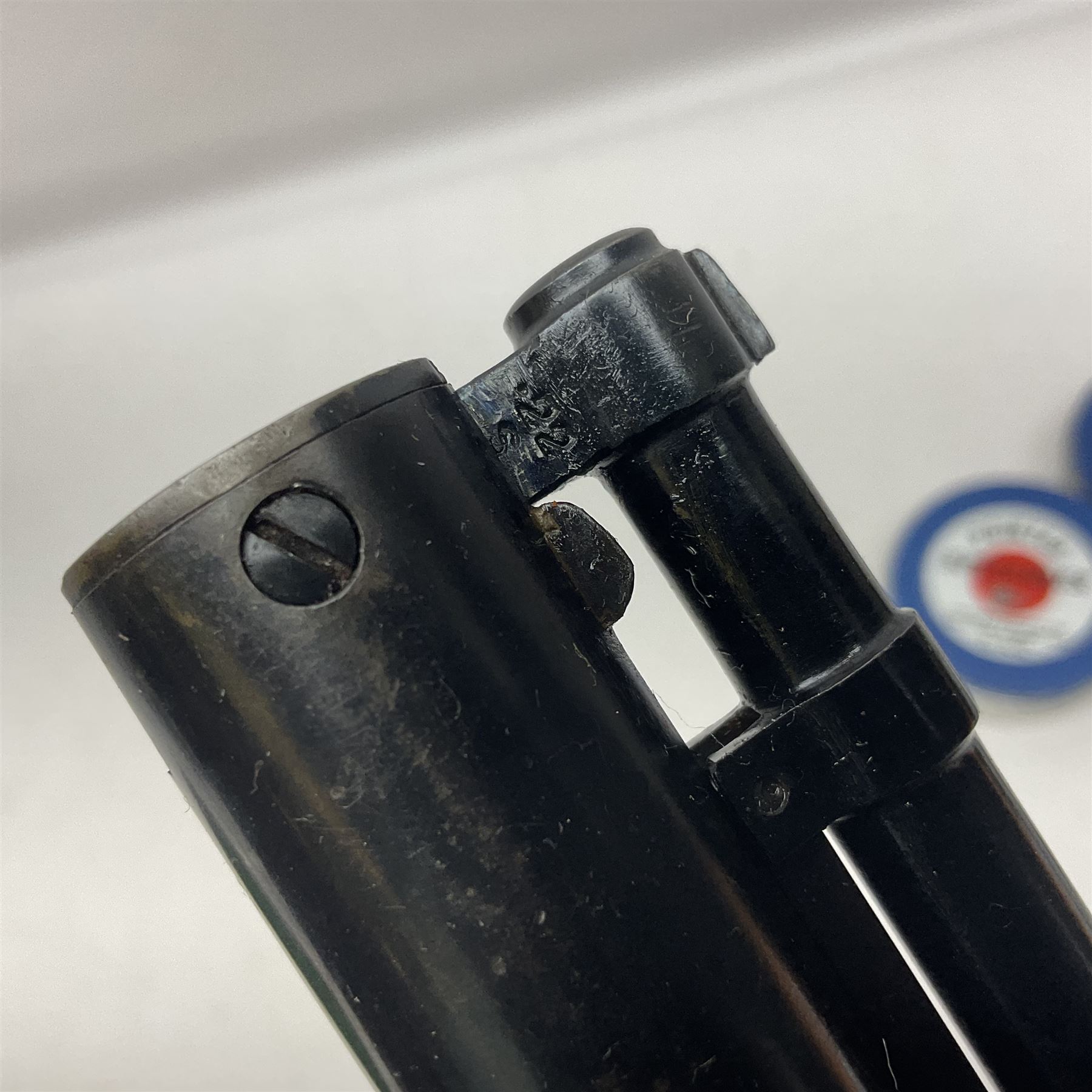 Webley Senior .22 cal. air pistol with top lever action, serial no.273; in original box with label under lid; together with two tins of pellets NB: AGE RESTRICTIONS APPLY TO THE PURCHASE OF AIR WEAPONS.