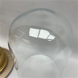 Swiss Reuge Music bird cage automaton music box, the bird with articulated head and beak, in a gilt brass cage, with a glass dome and stand, H30cm