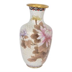 Walther and Sohne Art Deco peach glass table lamp base, pair of Imari rabbits and and a cloisonne enamel vase, vase H20cm