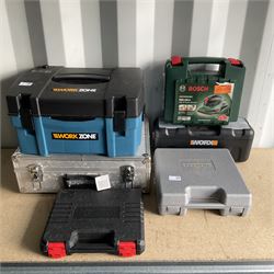 Selection of electrical and other tools such as Bosch multi sander, battery drill, Worx cutter and other  - THIS LOT IS TO BE COLLECTED BY APPOINTMENT FROM DUGGLEBY STORAGE, GREAT HILL, EASTFIELD, SCARBOROUGH, YO11 3TX