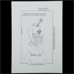 Charles Bronson (Charles Arthur Salvador) (British 1952-): A comprehensive collection of five hundred mixed media works executed between 2000 and 2025. Produced during the artist’s long-term incarceration, the works are primarily in ink, coloured pencil and mixed media on paper. The collection includes multiple formats: A5 (15 works), A4 (308 works), A3 (164 works) and A2 (13 works). Some are signed and dated; a number are executed on the reverse of official prison documents and other repurposed materials, reflecting the limited availability of art materials within the prison environment. This collection represents the largest body of the artist’s work to be offered as a single lot and has not previously been available on the market. (500) (unframed)

Notes: Dated examples span the period from 2000 to 2025, with the greatest concentration produced between 2012 and 2019 and including a group of recent large-scale works from the final years of the period; approximately twenty percent are undated.