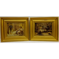  Friendly Gossips, two early 20th century convex crystoleums dated 1904 by Franz Hanfstaengl 19cm x 24cm (2)  