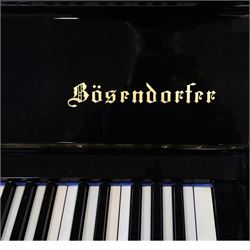 Bösendorfer model 130 upright piano, circa 1941, 88 ivory and ebonised keys within black high gloss polyester case, serial no. 26442