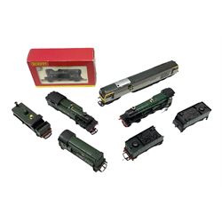 Hornby '00' gauge - diesel 0-4-0 shunting locomotive No.D2412; boxed; GWR 2-6-2 tank locomotive No.6110; GWR 0-6-0 tank locomotive no.2744; diesel 0-6-0 shunting locomotive No.3005; 4-6-0 locomotive 'Burton Hall' No.6922 with tender; and another six-wheel tender; together with Lima diesel electric locomotive 'Thomas Barnardo' No.60055 (7)