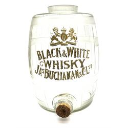 A late Victorian glass Whisky barrel, detailed in gilt with Royal crest above inscription 'Black & White Whisky Jas Buchanan & Co Ltd', H31cm