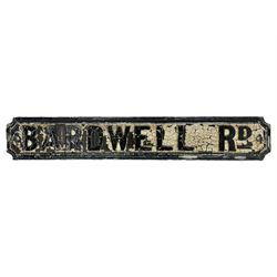 Victorian cast iron and painted 'Bardwell Rd' street sign L98cm