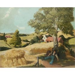 David Tarttelin (Grimsby 1909-): 'Mid Day Rest East Yorkshire', oil on board signed with later hand, titled verso 49cm x 60cm