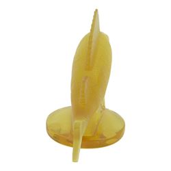 Lalique Perche car mascot in yellow colourway, signed to base, H11cm