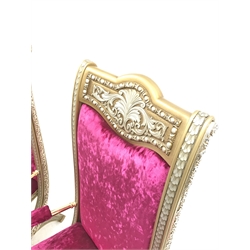 Pair Cappelletti Cantu Italian gilt framed high back armchairs, W56cm, H122cm