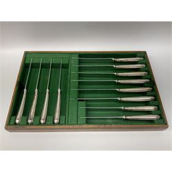 Oak cased canteen of cutlery, six covers, plus, contained within a hinged canteen with lift out tray, L43cm