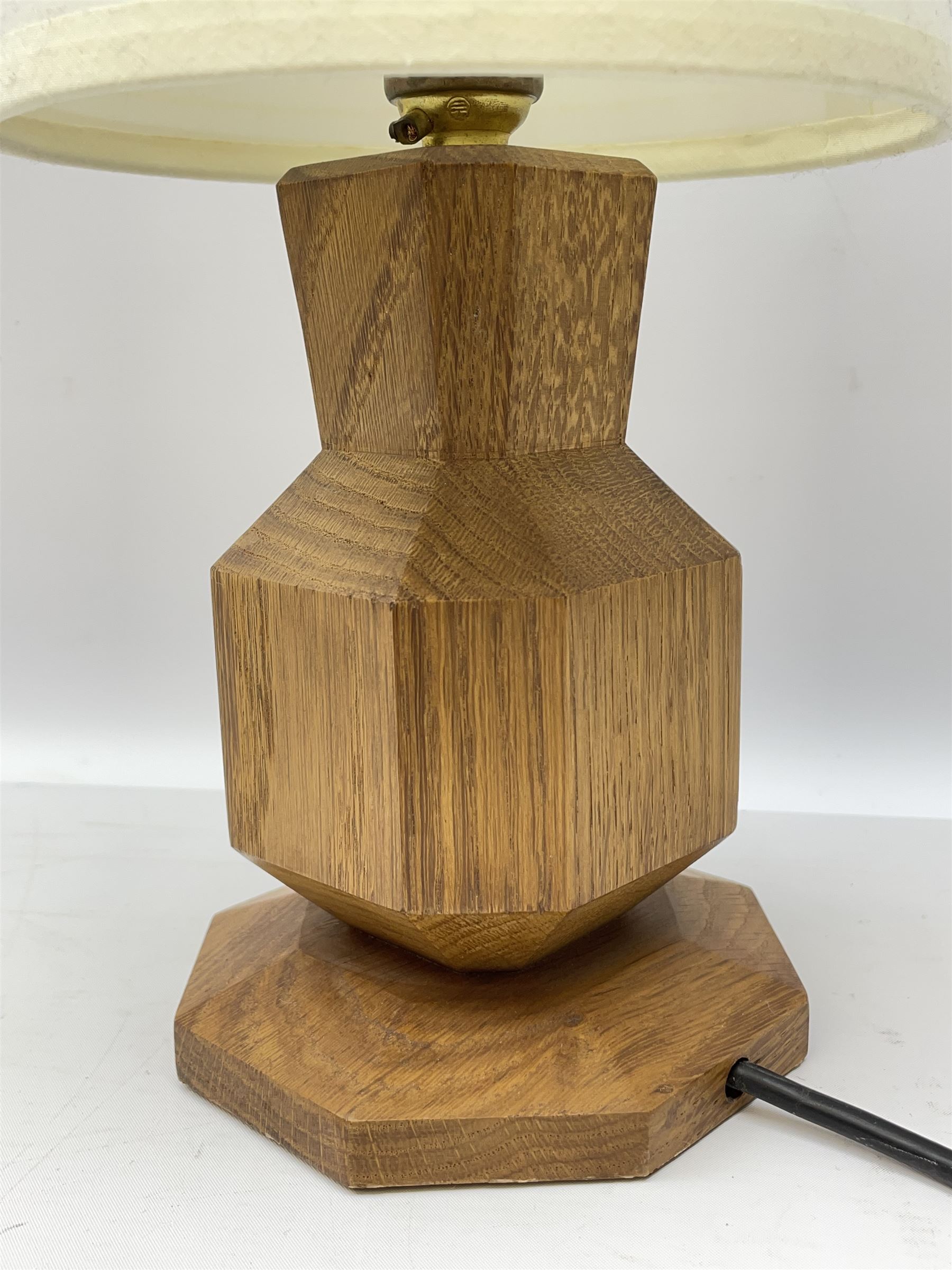 'Acornman' oak table lamp, octagonal form with acorn signature, by Alan Grainger of Brandsby 