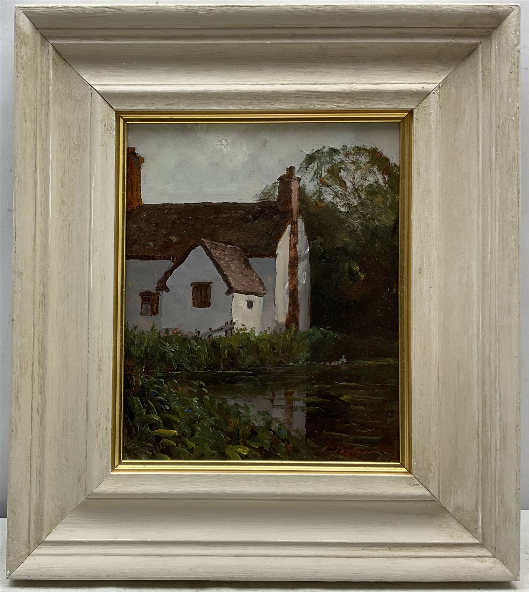 John Foulger (British 1942-2007): 'Willy Lott's Cottage' Flatford Mill, oil on board signed 24cm x 20cm