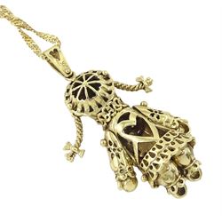 9ct gold stone set rag doll pendant necklace, hallmarked