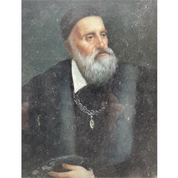 After Titian (Italian 1486-1576): Self Portrait, oil on board unsigned 24cm x 19cm 
