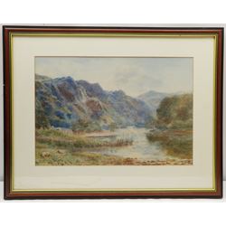 Follower of Henry Albert Hartland (Irish 1840-1893): Mountainous Valley, watercolour unsigned 32cm x 46cm