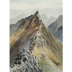 E Greig Hall (British 20th century): 'Striding Edge Helvellyn', watercolour signed, titled and dated '73 verso; 'Summer in Wharfedale' and Yorkshire Landscape, two watercolours signed E Shillito, max 49cm x 37cm (3)