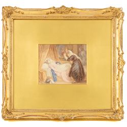 George Cattermole (British 1800-1868) after John Massey Wright (British 1777-1866): Juliet and her Nurse, watercolour, signed on Phillips & MacConnal label verso 12cm x 14.5cm