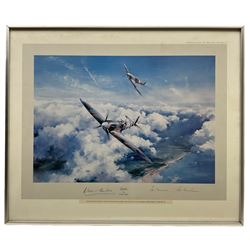 Robert Taylor (British 1946-): 'Spitfire', limited edition print signed in pencil by Douglas Bader and Johnnie Johnson 49cm x 60cm 