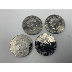 Seventeen Queen Elizabeth II United Kingdom five pound coins