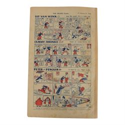 Seven 1940s and 50s The Beano comics, including 1941 issue no.166 propaganda war issue, with Big Eggo black-out cover, 1948 issue no.329, 1949 issue no.368, 1949 issue no.379, 1950 issue no.398,  1950 issue no. 424 and 1954 issue no. 603