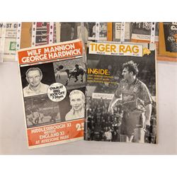 Raich Carter interest - four Hull City Tiger Mags 1949-50 and Promotion Souvenir 1948/49; Sunderland, Leeds, Middlesbrough, Hull City and England match programmes; Victor pirate F.A. Cup Final programme 1951; various magazine articles etc. Provenance: By direct descent from the family of Raich Carter having been consigned by his daughter Jane Carter.