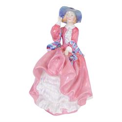 Six Royal Doulton figures, comprising Victorian Lady HN728, Top of the Hill in two colourways, HN1833 HN1849 and Autumn Breeze in three colourways HN1913, HN2131 and HN3736