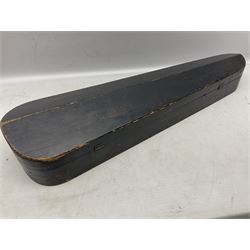 Late 19th century French three-quarter size 'Conservatory' violin with 34cm two-piece maple back and ribs and spruce top, the peg box inscribed 'Conservatory Violin Straduari', bears label 'Antonius Stradiuarius Cremonensis Faciebat Anno 1721' L55.5cm overall; in ebonised wooden 'coffin' case