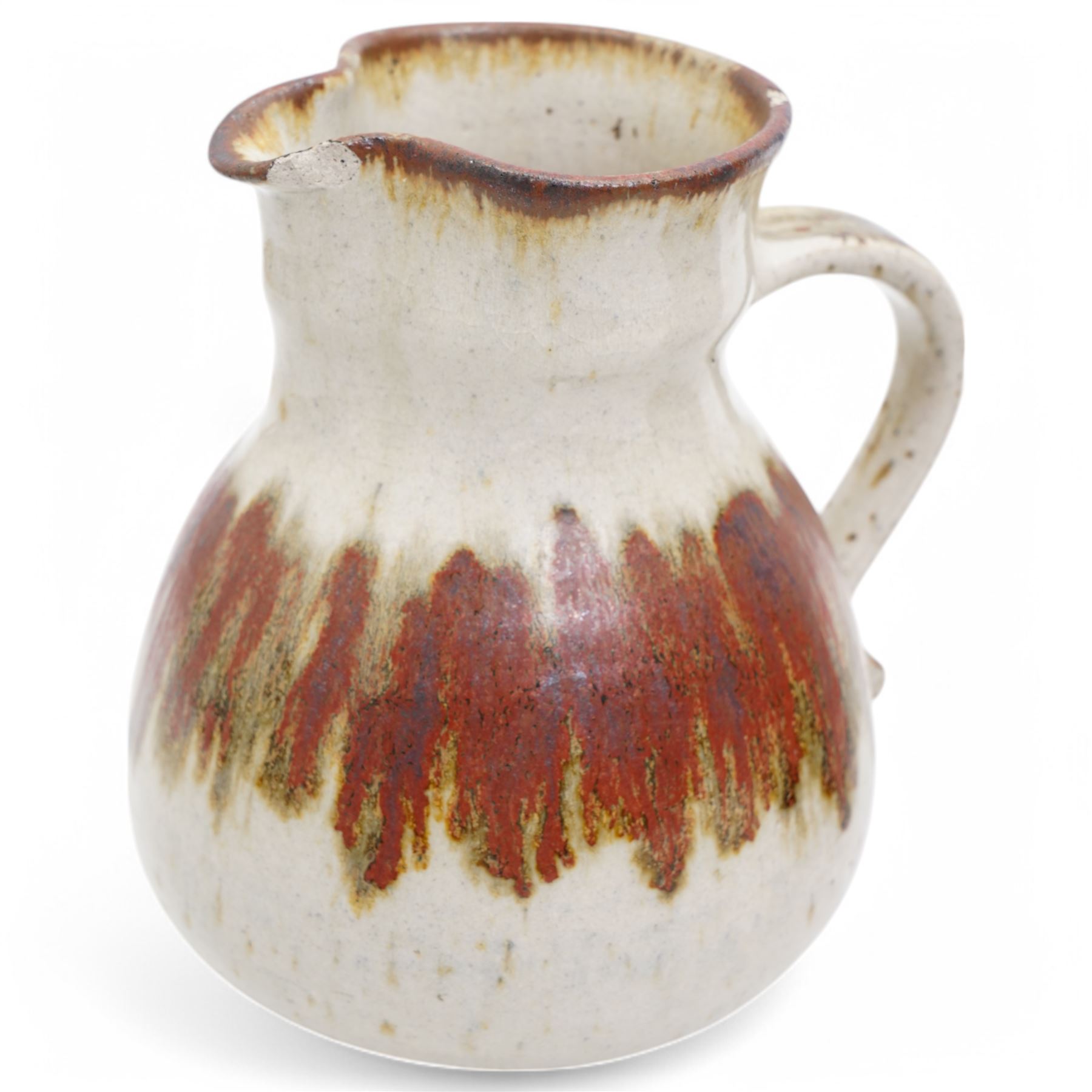 Barbara Cass (1921-1992) for Arden pottery; two studio pottery stoneware jugs, in brown and white glazes, impressed marks to bases, tallest H21cm, and another smaller vase (3)